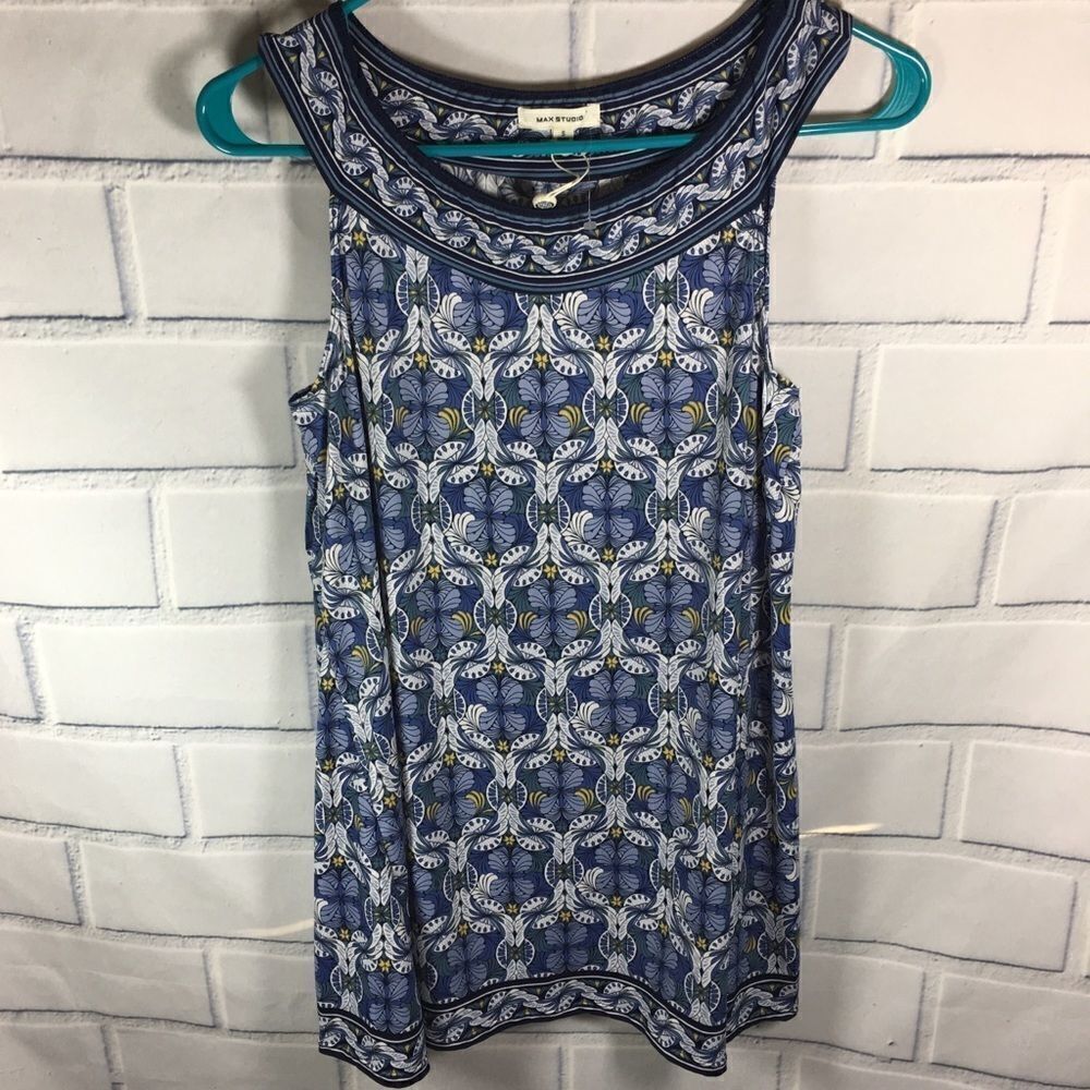 Max Studio Women Size Small Tank Top Shirt Blue